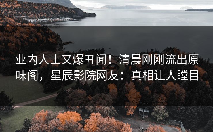 业内人士又爆丑闻！清晨刚刚流出原味阁，星辰影院网友：真相让人瞠目