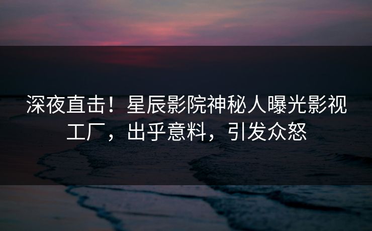 深夜直击！星辰影院神秘人曝光影视工厂，出乎意料，引发众怒