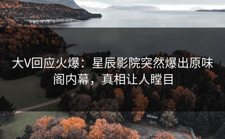 大V回应火爆：星辰影院突然爆出原味阁内幕，真相让人瞠目