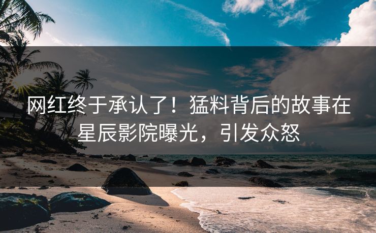 网红终于承认了！猛料背后的故事在星辰影院曝光，引发众怒