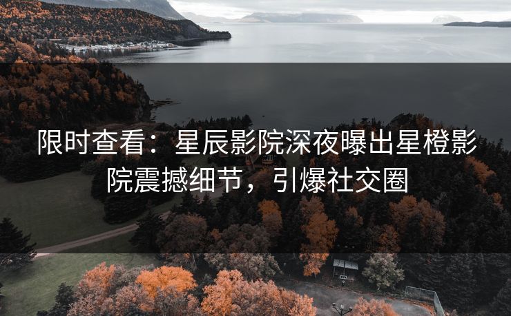 限时查看：星辰影院深夜曝出星橙影院震撼细节，引爆社交圈