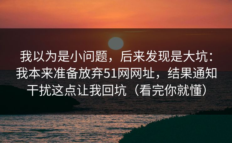 我以为是小问题，后来发现是大坑：我本来准备放弃51网网址，结果通知干扰这点让我回坑（看完你就懂）