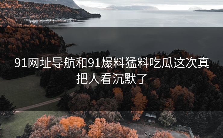 91网址导航和91爆料猛料吃瓜这次真把人看沉默了